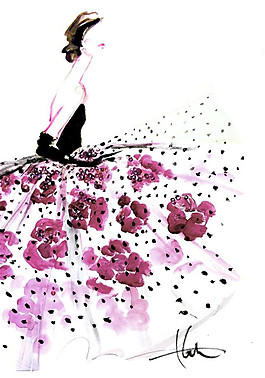 紫色斑點(diǎn)花朵禮服設(shè)計(jì)圖