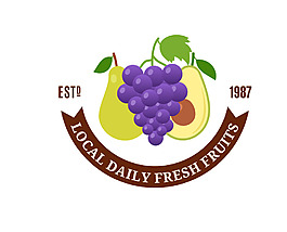 矢量水果葡萄標(biāo)簽EPS