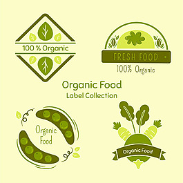 手绘绿色调有机食品标签
