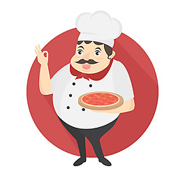 廚師端著比薩餅插圖背景