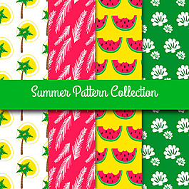 几种彩色的夏天装饰图案背景