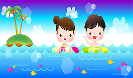 夏季兒童游泳背景