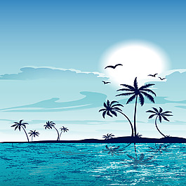 夏季海灘剪影背景