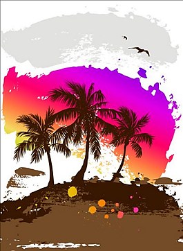 椰子樹背景風光