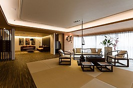 新中式簡約客廳茶幾沙發(fā)落地窗設(shè)計(jì)圖