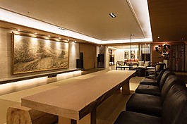 新中式簡約餐廳餐桌背景墻設(shè)計圖