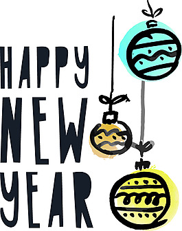 新年快乐卡通矢量图标素材