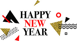 時(shí)尚圖標(biāo)新年快樂(lè)手繪風(fēng)格矢量素材
