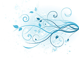 蓝色花卉装饰花纹背景设计