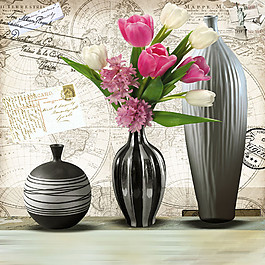 鮮花花瓶裝飾畫圖片