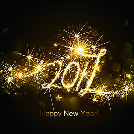 金色2017黑色圣誕節(jié)矢量背景裝飾素材