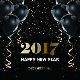 黑色氣球2017圣誕節(jié)矢量背景裝飾素材