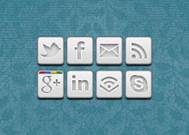 各類社交網站icon圖標立體白