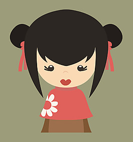 卡通日本小女孩EPS