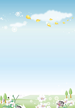 清新花朵蝴蝶背景