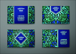 綠色復古高端花紋卡片矢量素材