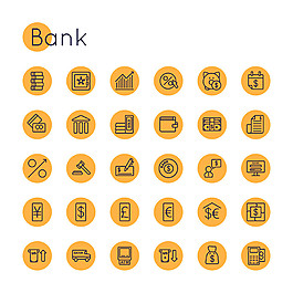 黄色金融商务按钮图标图片