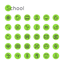 绿色学校按钮图标图片