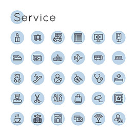 藍色服務按鈕圖標圖片