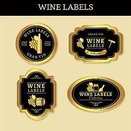 金色葡萄酒标签图标