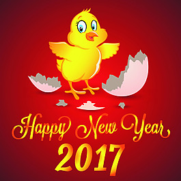 雞年快樂卡通矢量素材文件