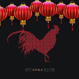 雞年快樂卡通矢量素材文件