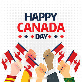 加拿大國慶日手拿旗子背景