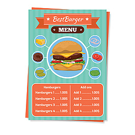 汉堡与美味的食材菜单模板