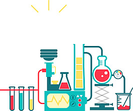 蓝色环保商业扁平卡通化学实验装置元素素材