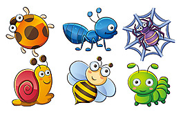 卡通矢量可愛動物昆蟲裝飾圖案創意元素設計