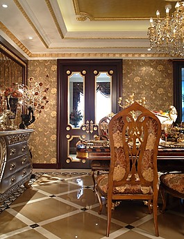 豪華餐廳餐桌背景墻設(shè)計(jì)圖