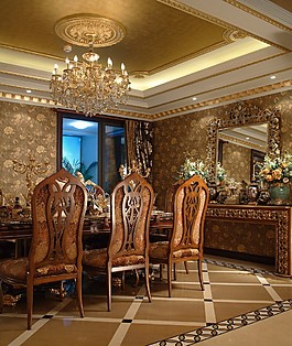 豪華餐廳餐桌背景墻設(shè)計(jì)圖