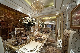 豪華餐廳餐桌背景墻設(shè)計(jì)圖