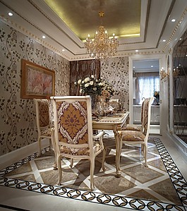 豪華餐廳餐桌背景墻設(shè)計(jì)圖