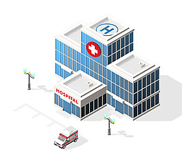救護車醫院等距建筑圖片