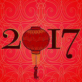 中國風雞年新年矢量素材燈籠