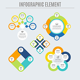 扁平风格分类彩色信息图元素