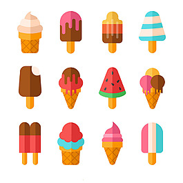 彩色冰淇淋平面設計圖標
