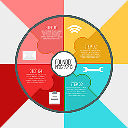 圆形彩色对称信息图矢量素材