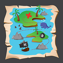 手绘海盗宝藏地图背景