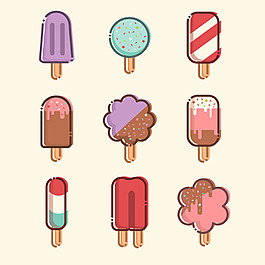 彩色冰淇淋线性设计图标