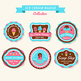 彩色冰淇淋徽章平面設計素材