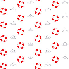 红色白色游泳圈装饰图案背景