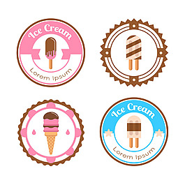 四個圓形冰淇淋貼紙圖標