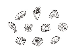 手绘怀旧美食素材