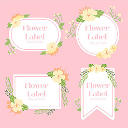 各种柔和颜色的花卉标签