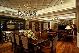 豪華餐廳餐桌吊燈設計圖
