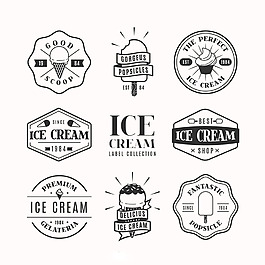 冰淇淋装饰徽章平面设计素材