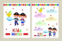 卡通兒童小孩子菜單矢量素材
