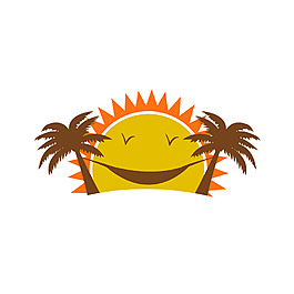 笑臉太陽椰樹元素